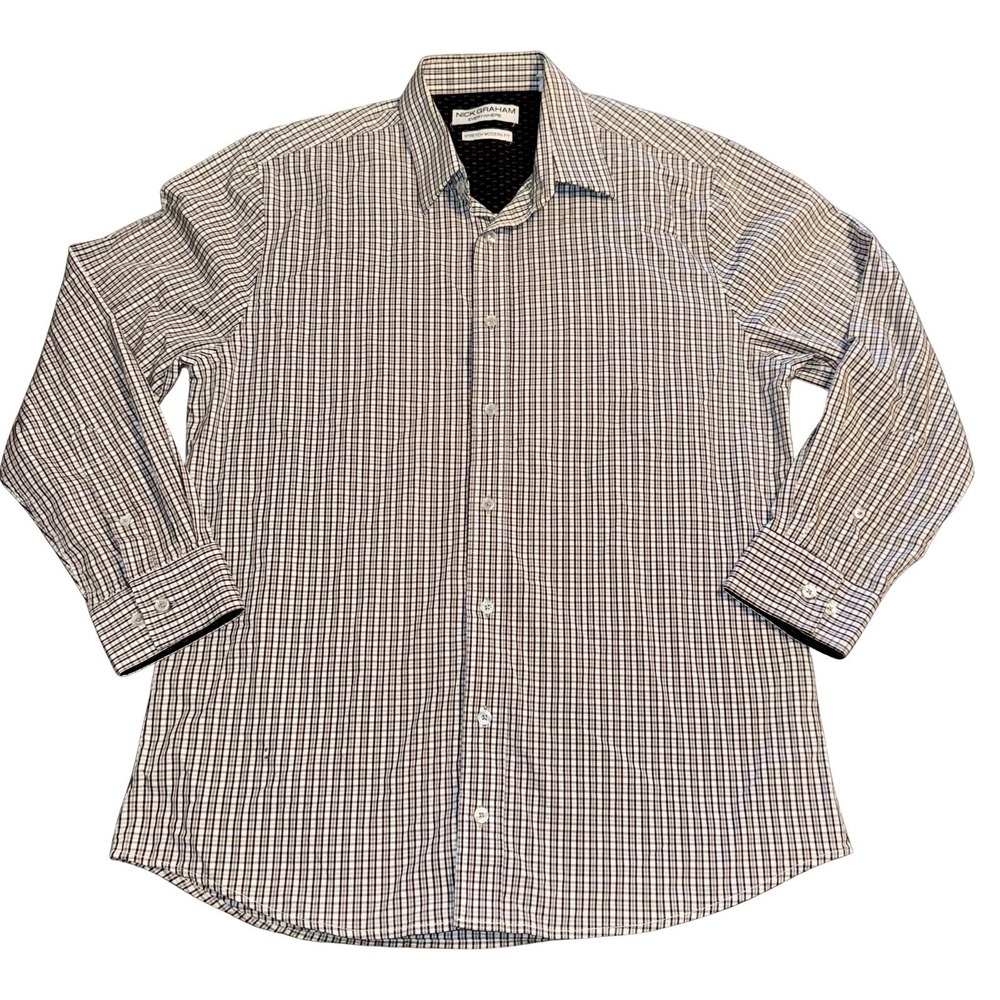 Nick Graham Everywhere Stretch Modern Fit Men's Large Plaid Long Sleeve Shirt‎